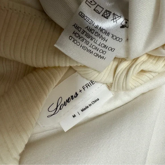 Lovers + Friends One Piece Swim Suit Cream Ribbed Scrunch - Picture 4 of 6